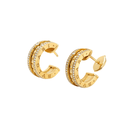 [Love Lucky]ZERO 1 ROCK GOLD EARRINGS WITH STUDDED SPIRAL AND PAVED DIAMONDS