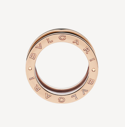 [Love Lucky]ZERO 1 TWO-BAND WITH MATTE BLACK CERAMIC PINK GOLD RING