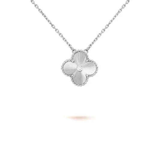 [Love Lucky]CLOVER 15MM DIAMANT LASER HALSKETTE SILBER