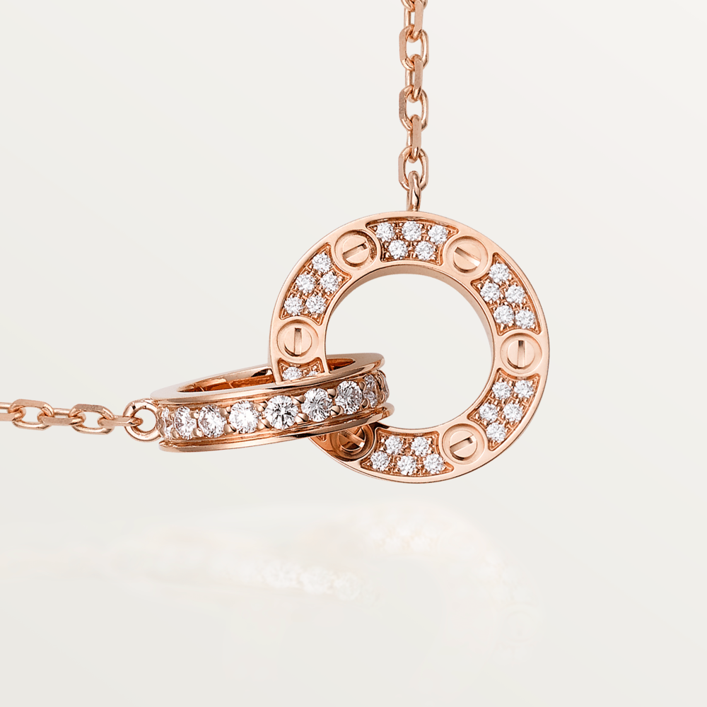 [Love Lucky] LOVE 7,6 MM HALSKETTE ROSÉGOLD UND SILBER VOLLER DIAMANT