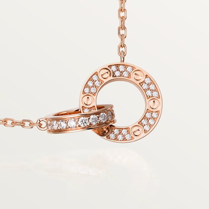[Love Lucky] LOVE 7,6 MM HALSKETTE ROSÉGOLD UND SILBER VOLLER DIAMANT
