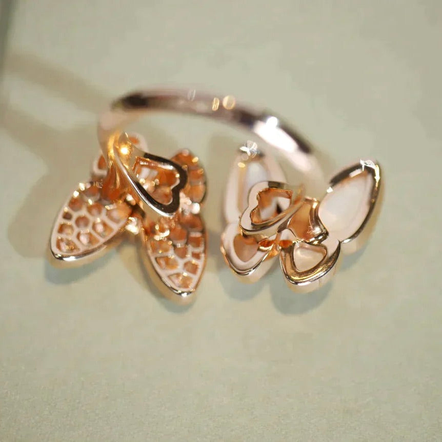[Love Lucky]TWIN BUTTERFLY DIAMOND MOP RING