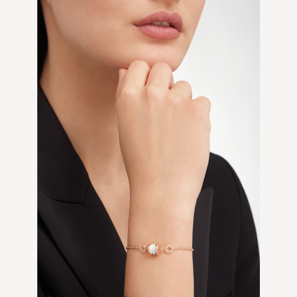 [Love Lucky]ZERO 1 WEICHES ROSA GOLD UND WEISSES KERAMIKARMBAND