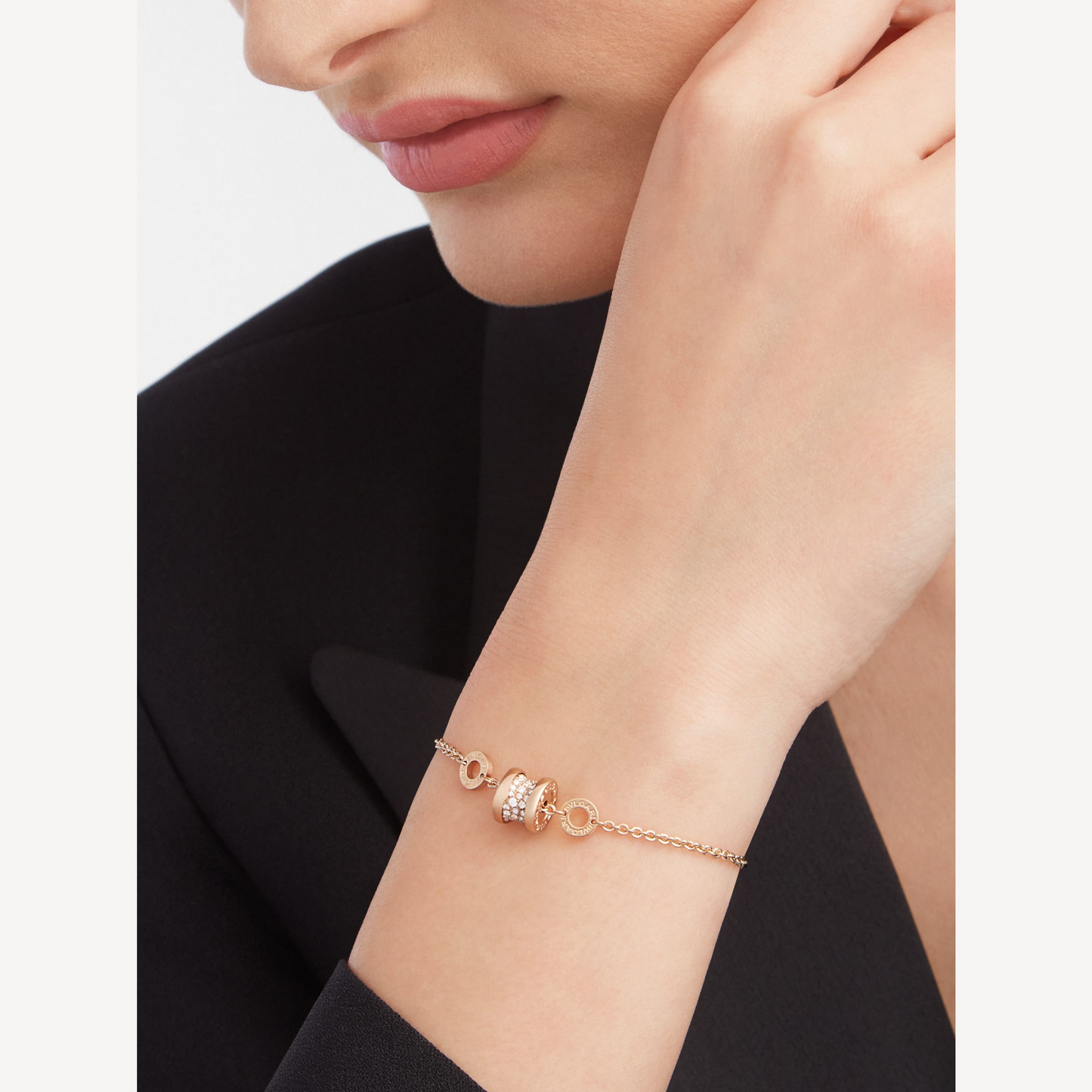 [Love Lucky]ZERO 1 WEICHES ROSA GOLD MIT DIAMANTEN AUF DEM SPIRALARARMBAND