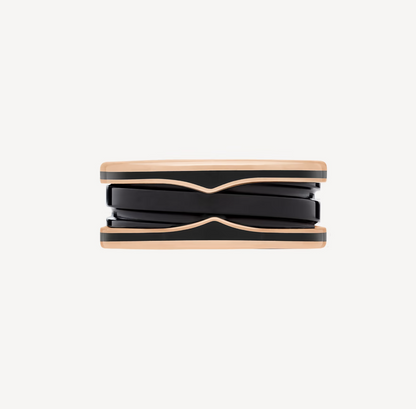[Love Lucky]ZERO 1 TWO-BAND WITH MATTE BLACK CERAMIC PINK GOLD RING