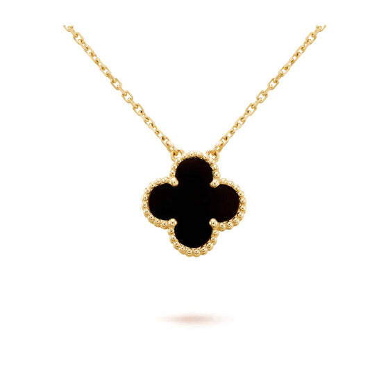 [Love Lucky]CLOVER 15MM SCHWARZER ONYX EINZELNE BLUMENKETTE