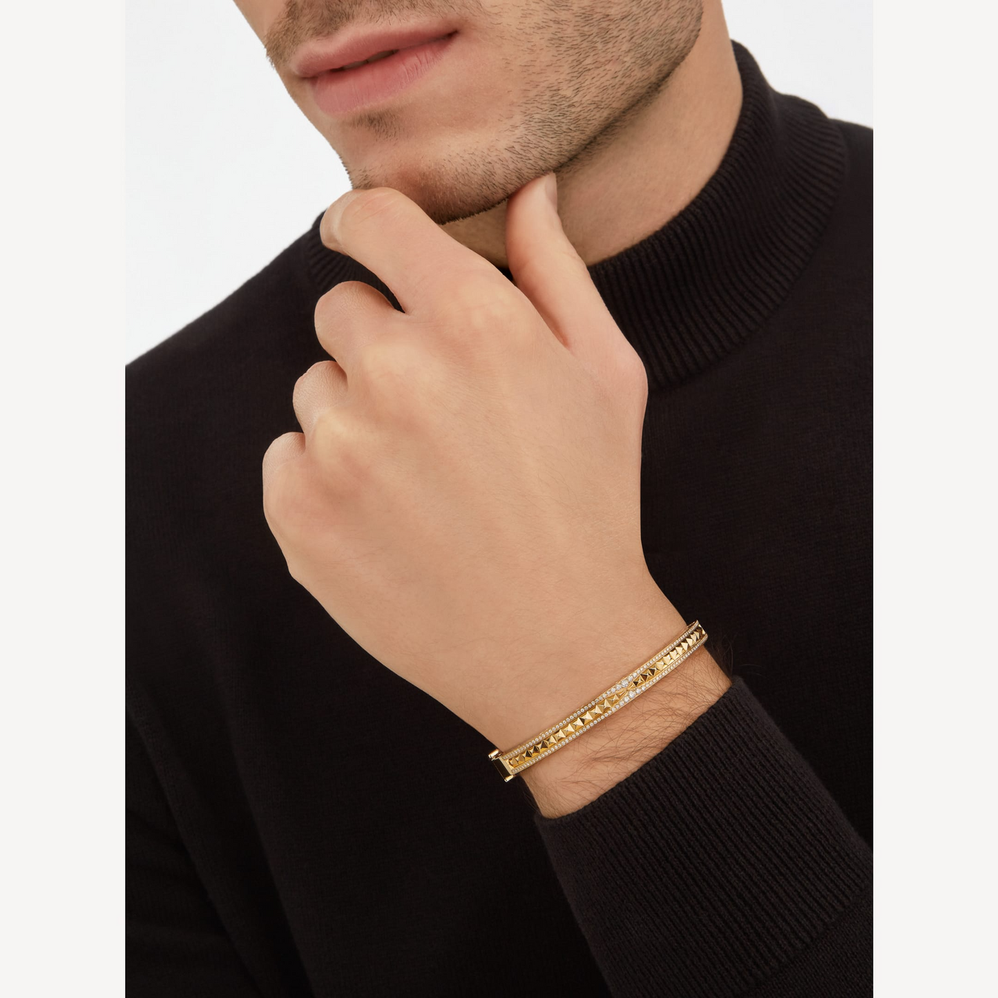 [Love Lucky]ZERO 1 SPIRAL UND PAVED DIAMOND GOLD ARMBAND