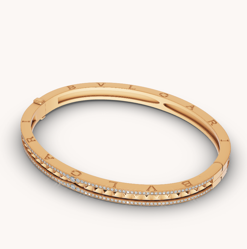[Love Lucky]ZERO 1 SPIRAL UND PAVED DIAMOND GOLD ARMBAND