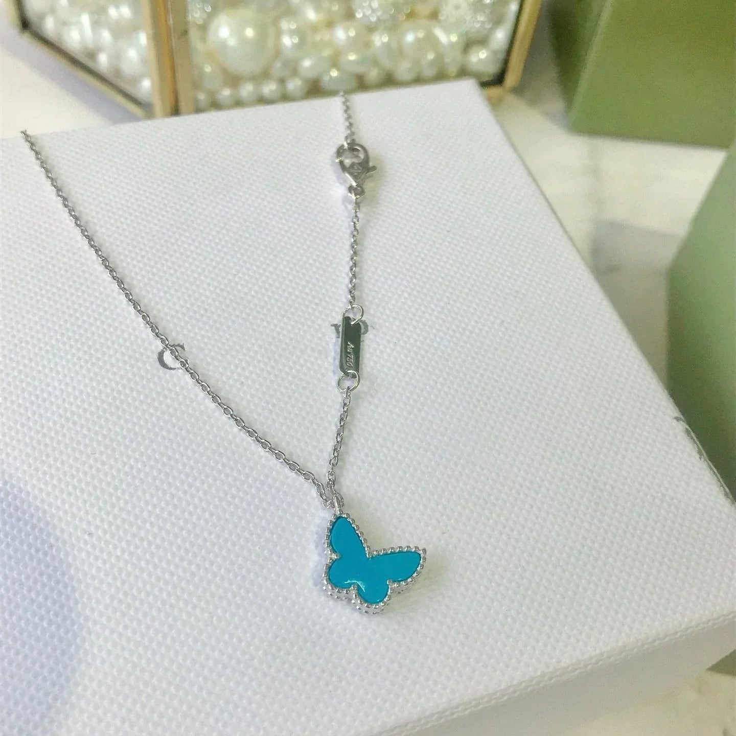 [Love Lucky] SCHMETTERLING TÜRKIS SCHMETTERLING ARMBAND SILBER