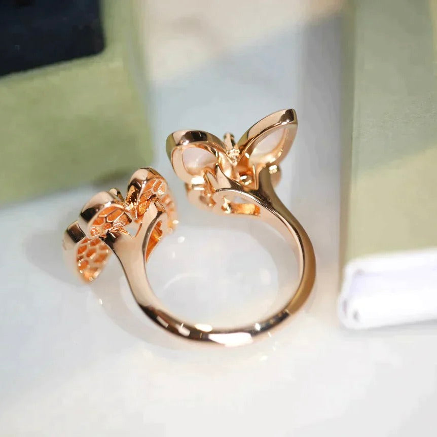 [Love Lucky]TWIN BUTTERFLY DIAMOND MOP RING
