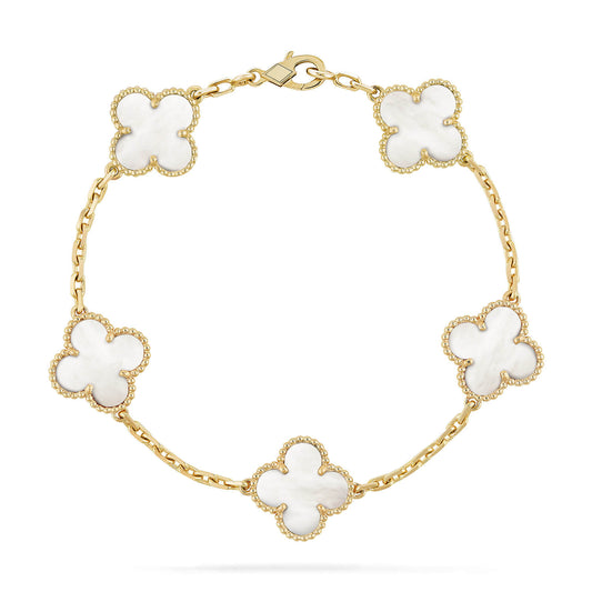 [Love Lucky]CLOVER 5 MOTIV WEISSES MOP-ARMBAND 