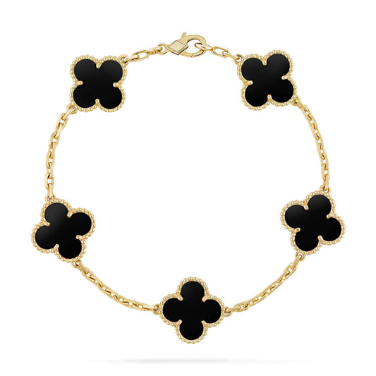 [Love Lucky]CLOVER  5 MOTIFS BLACK ONYX BRACELET