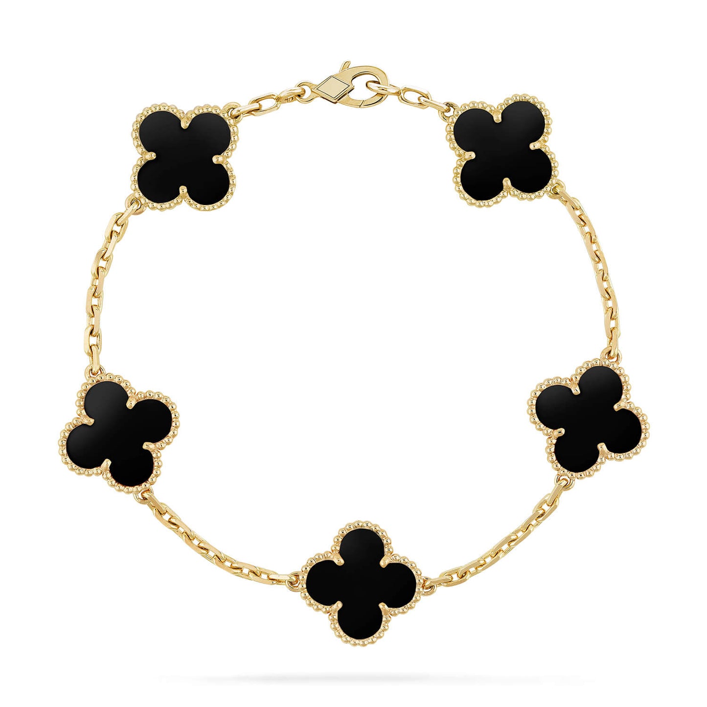 [Love Lucky]CLOVER 5 MOTIVE SCHWARZER ONYX ARMBAND 