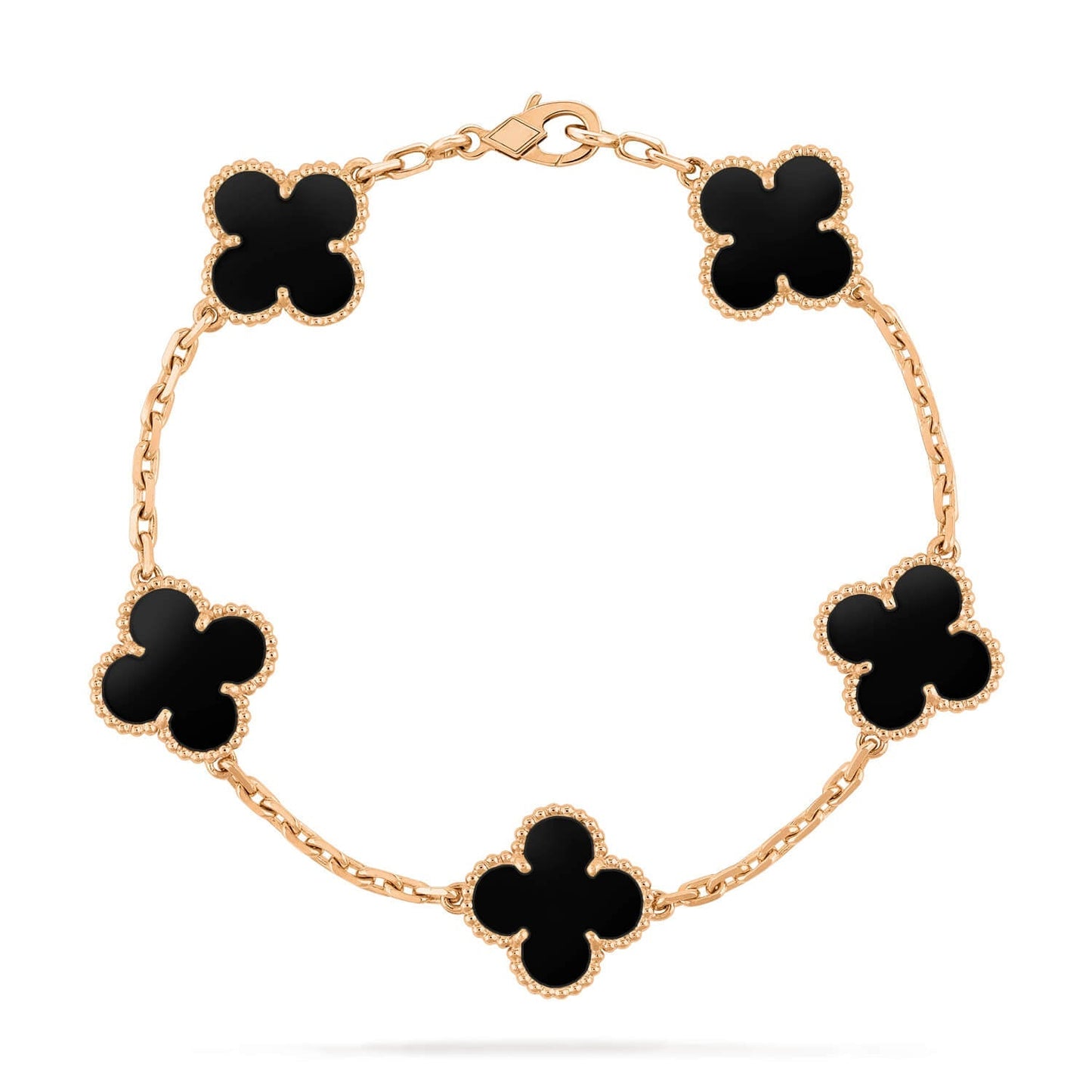 [Love Lucky]CLOVER 5 MOTIVE SCHWARZER ONYX ARMBAND 