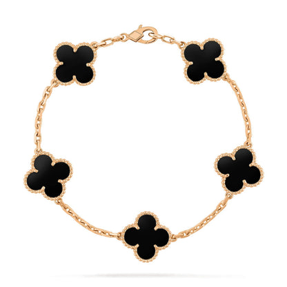 [Love Lucky]CLOVER 5 MOTIVE SCHWARZER ONYX ARMBAND 