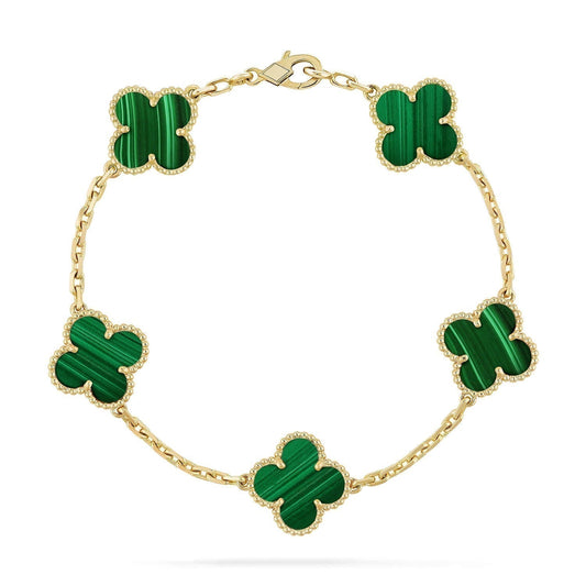 [Love Lucky]CLOVER 5 MOTIFS MALACHIT ARMBAND 