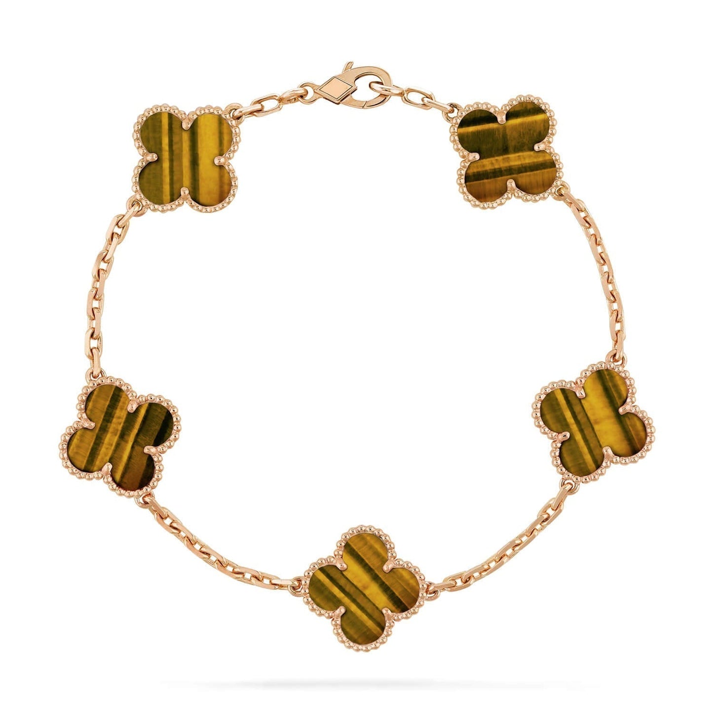 [Love Lucky]CLOVER  5 MOTIFS TIGER EYE BRACELET
