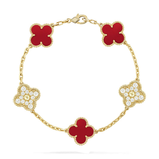 [Love Lucky]CLOVER 5 MOTIFS KARNEOL DIAMANT ARMBAND