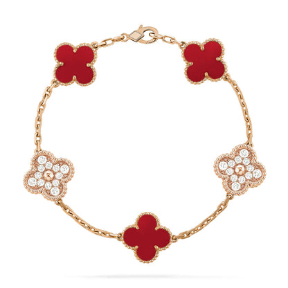 [Love Lucky]CLOVER 5 MOTIFS KARNEOL DIAMANT ARMBAND