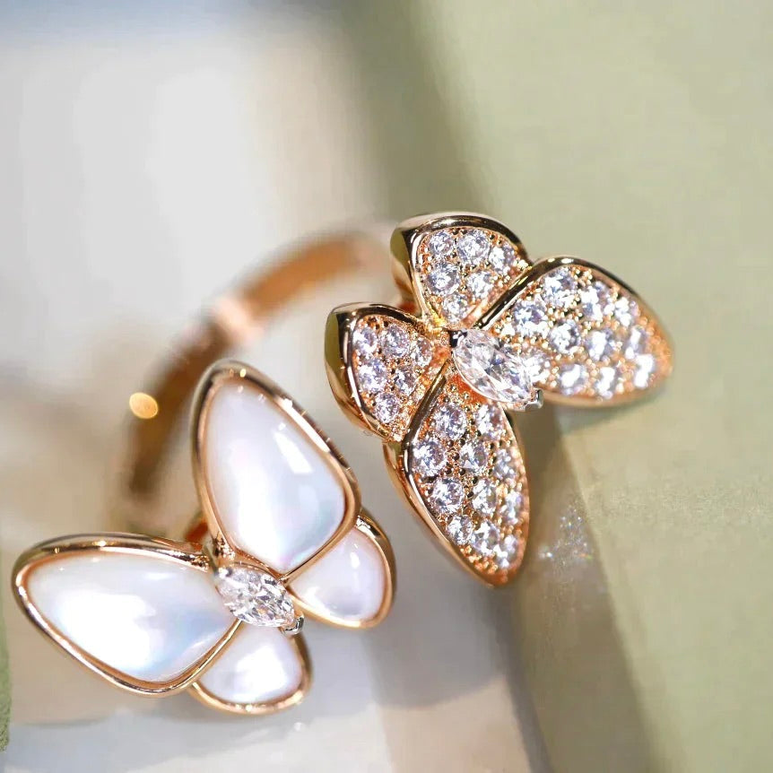 [Love Lucky]TWIN BUTTERFLY DIAMOND MOP RING