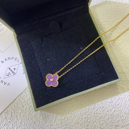 [Love Lucky]CLOVER 15MM DIAMANT WEISSE FRITILLARIA HALSKETTE