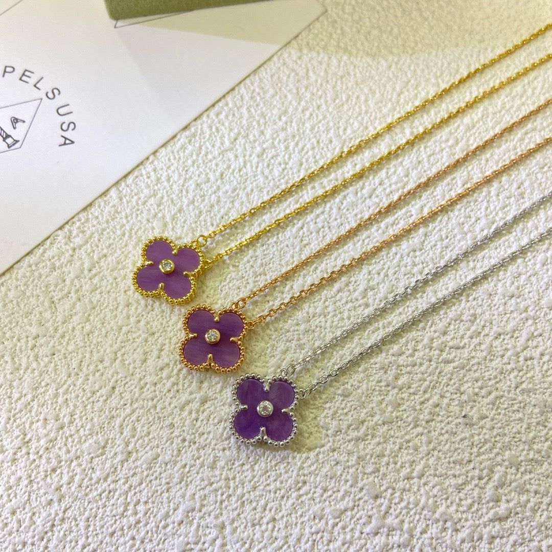 [Love Lucky]CLOVER 15MM DIAMANT WEISSE FRITILLARIA HALSKETTE