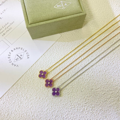 [Love Lucky]CLOVER 15MM DIAMANT WEISSE FRITILLARIA HALSKETTE