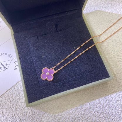 [Love Lucky]CLOVER 15MM DIAMANT WEISSE FRITILLARIA HALSKETTE