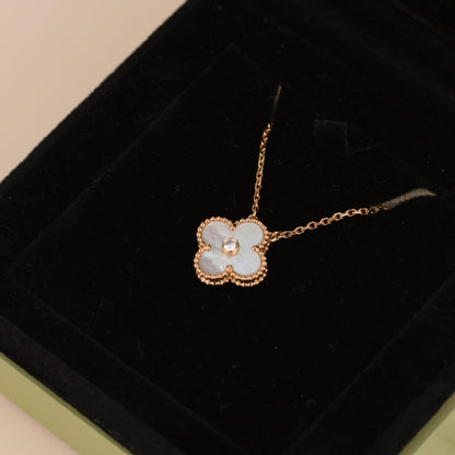 [Love Lucky]CLOVER 15MM DIAMANT WEISSE FRITILLARIA HALSKETTE