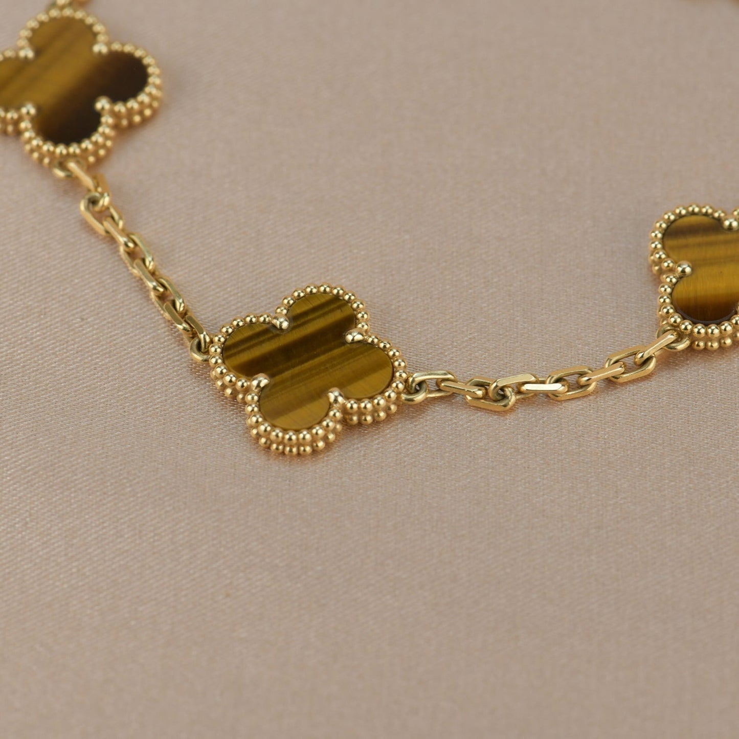 [Love Lucky]CLOVER  5 MOTIFS TIGER EYE BRACELET