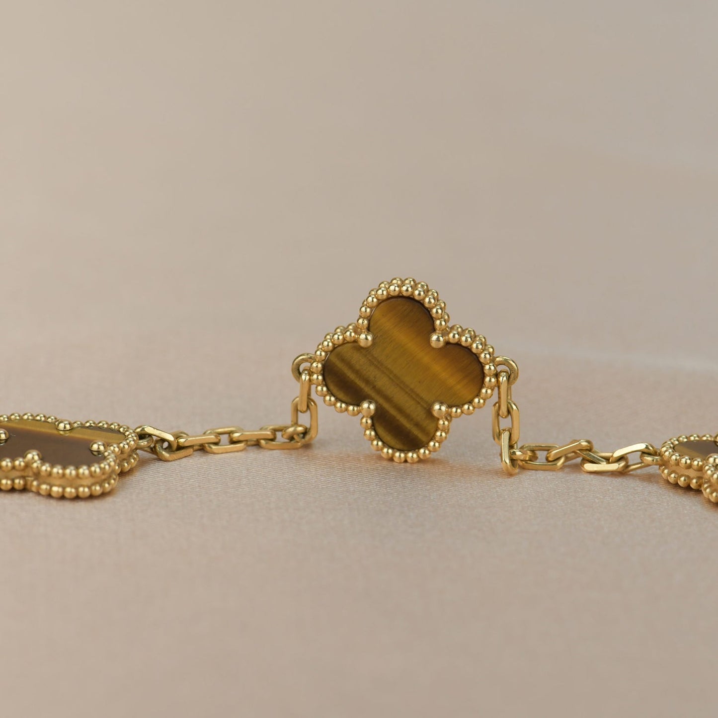 [Love Lucky]CLOVER  5 MOTIFS TIGER EYE BRACELET