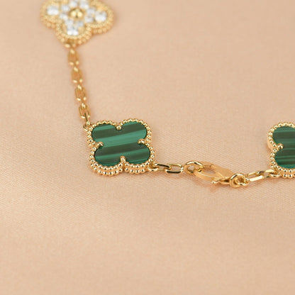 [Love Lucky]CLOVER 5 MOTIV MALACHIT DIAMANT ARMBAND