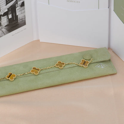 [Love Lucky]CLOVER  5 MOTIFS TIGER EYE BRACELET