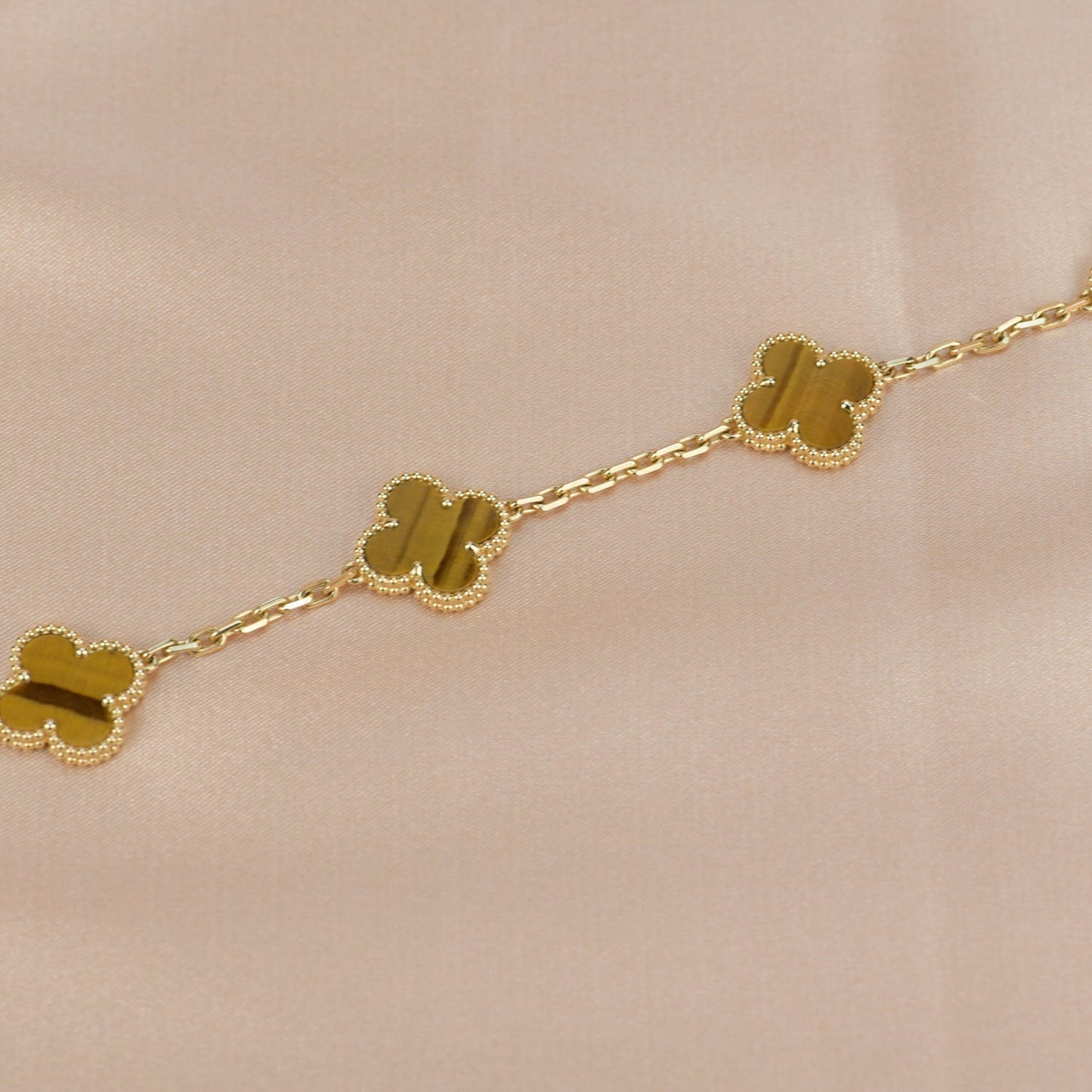 [Love Lucky]CLOVER  5 MOTIFS TIGER EYE BRACELET