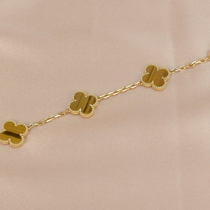 [Love Lucky]CLOVER  5 MOTIFS TIGER EYE BRACELET
