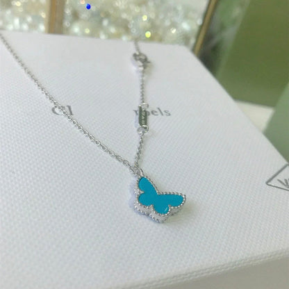[Love Lucky] SCHMETTERLING TÜRKIS SCHMETTERLING ARMBAND SILBER