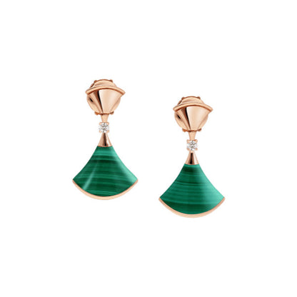 [Love Lucky]DREAM MALACHITE PINK GOLD EARRINGS