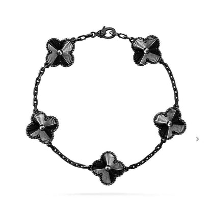 [Love Lucky]CLOVER 5 MOTIV SCHWARZES ARMBAND 