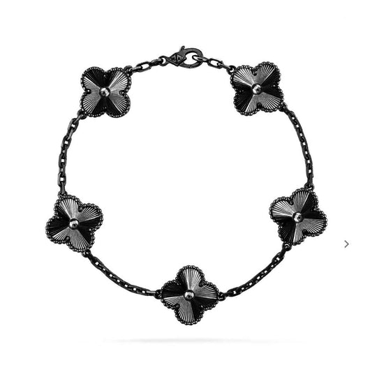 [Love Lucky]CLOVER 5 MOTIV SCHWARZES ARMBAND 