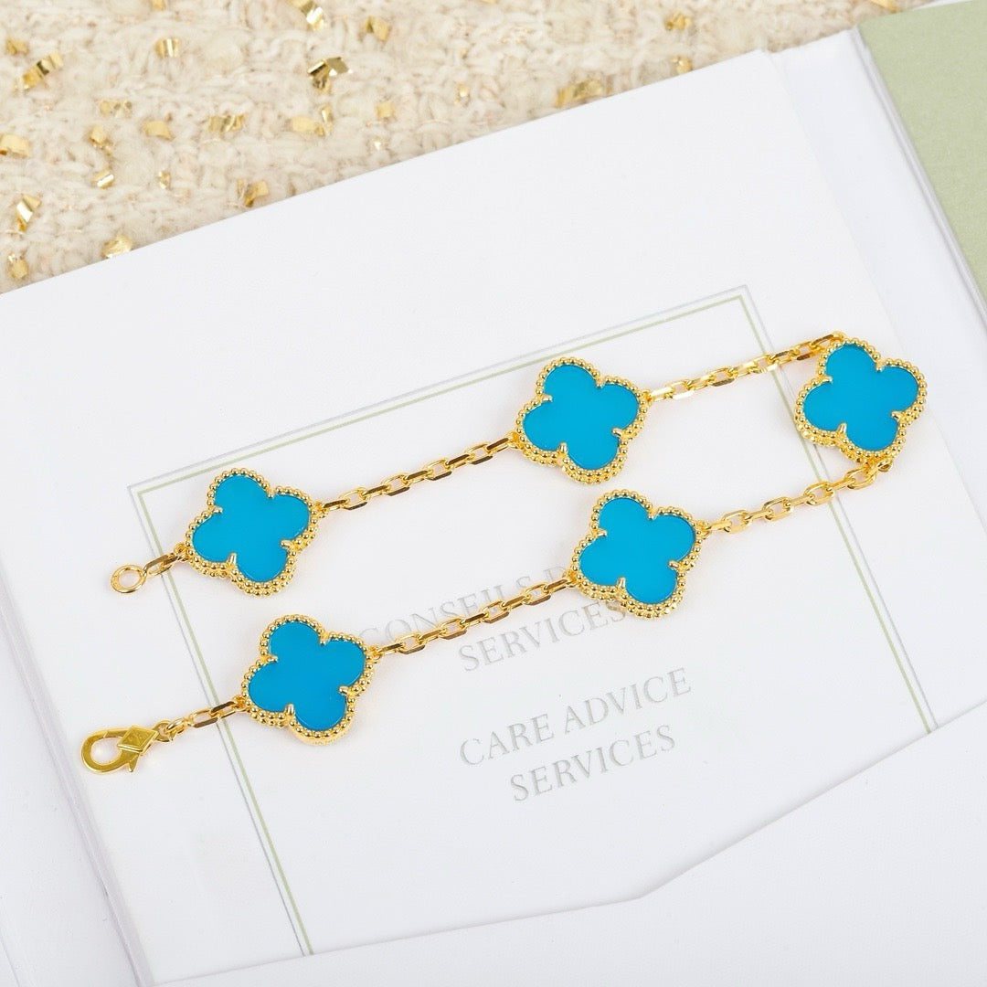 [Love Lucky]CLOVER 5 MOTIVE TÜRKIS ARMBAND