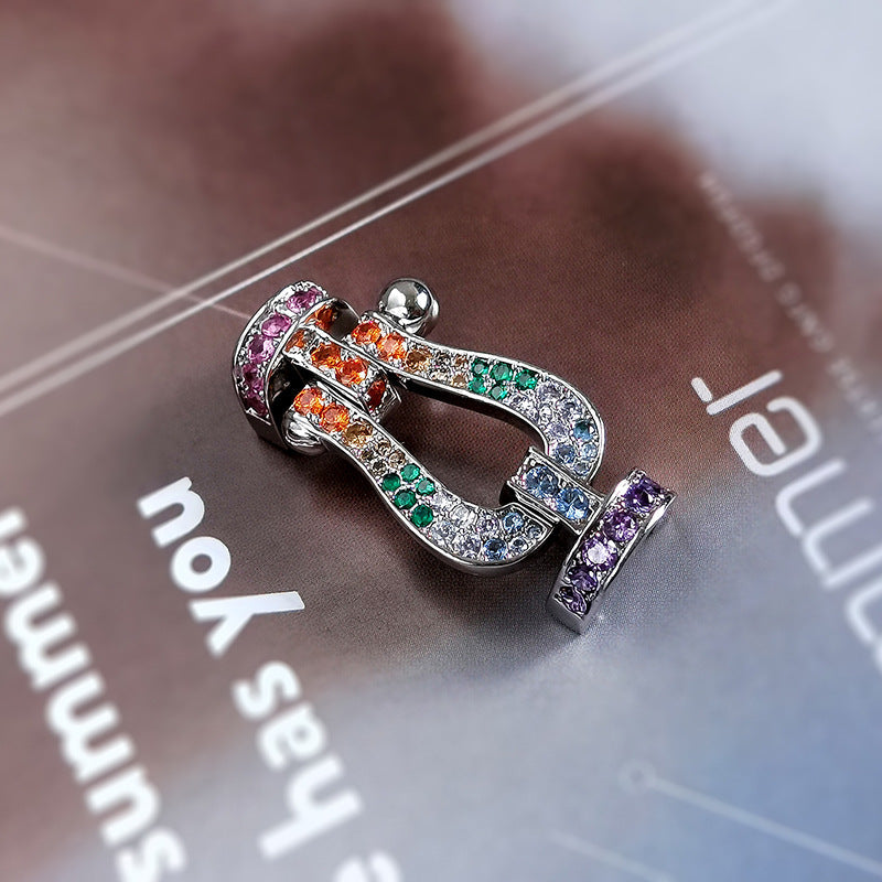 [Love Lucky] FORC großes Hufeisen farbigen Diamanten Armband Silber