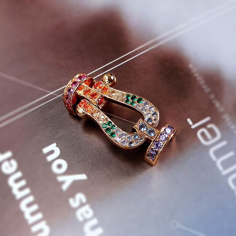 [Love Lucky] FORC großes Hufeisen farbigen Diamanten Armband Silber