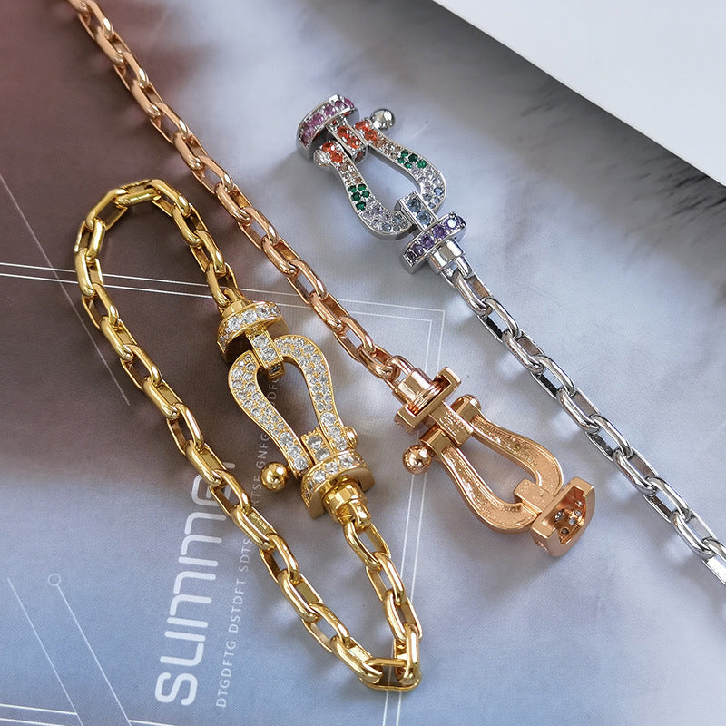[Love Lucky]FORCE LARGE HORSESHOE CLASP  METAL BRACELET
