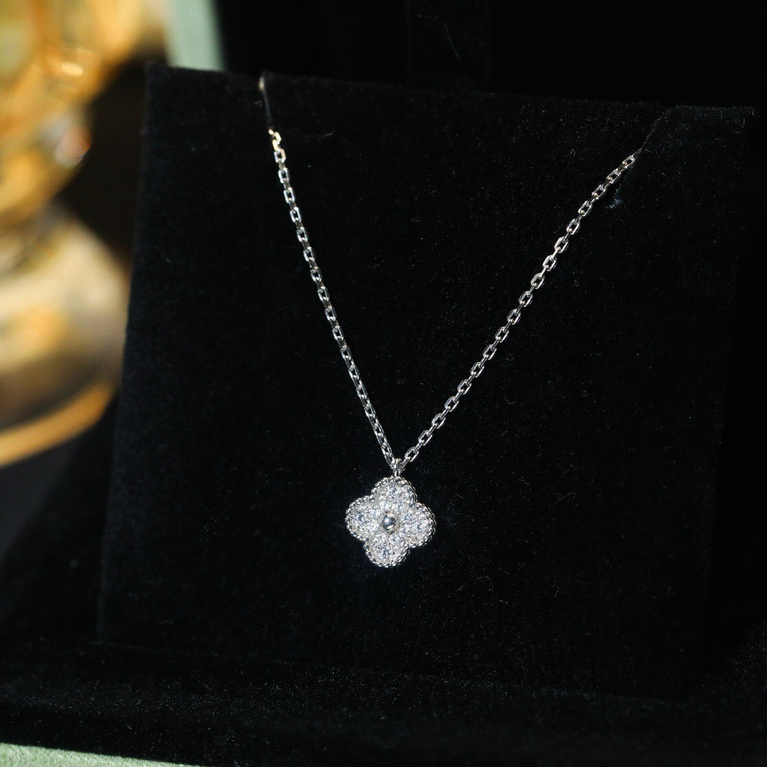 [Love Lucky]CLOVER MINI 9,5MM ANHÄNGER DIAMANT HALSKETTE