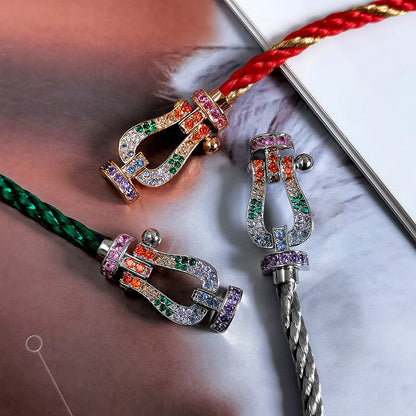 [Love Lucky] FORC großes Hufeisen farbigen Diamanten Armband Silber