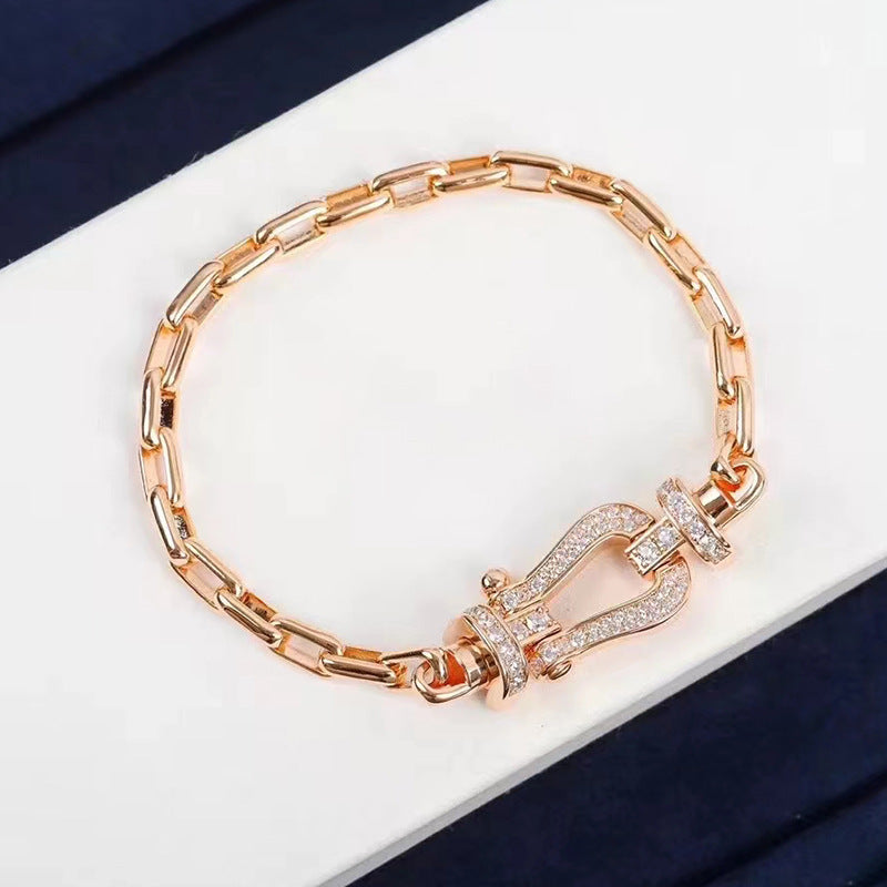 [Love Lucky]FORCE LARGE HORSESHOE CLASP  METAL BRACELET