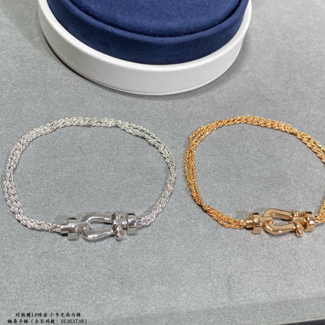 [ラブラッキー]フォース スモール ホースシュー ダイヤモンド チェーン ロープ ブレスレット