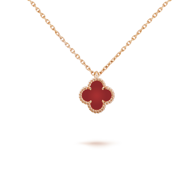 [Love Lucky]CLOVER MINI 9.5MM WHITE CARNELIANS NECKLACE