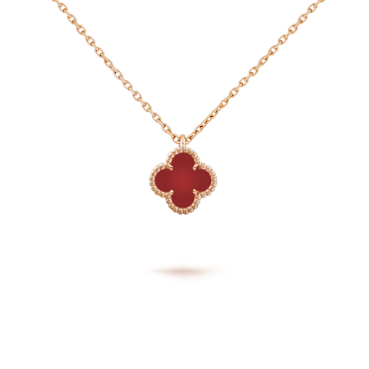 [Love Lucky]CLOVER MINI 9.5MM WHITE CARNELIANS NECKLACE