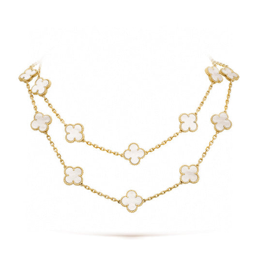 [Love Lucky]CLOVER 20 MOTIFS WHITE MOP NECKLACE